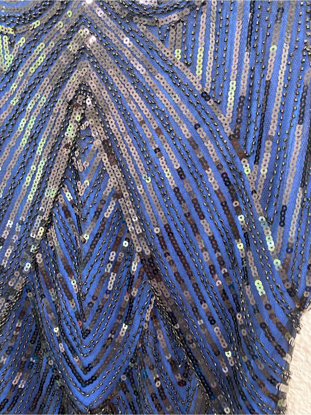 Fundaisy Dress Sequin Fringe Flapper Retro Inspired Party Blue and Black Size XL - Picture 4 of 7